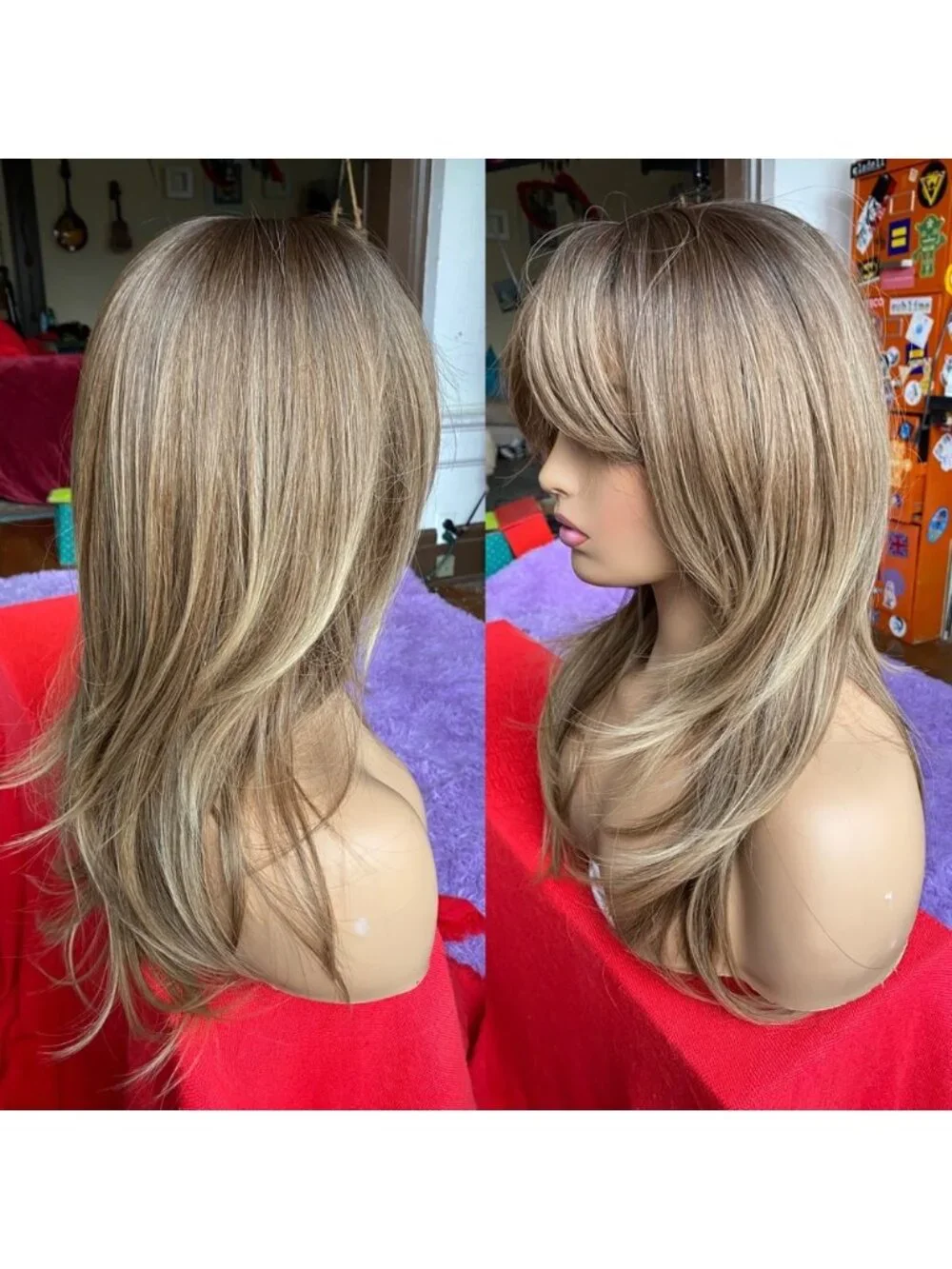 long Brown sugar a brunette blonde wig